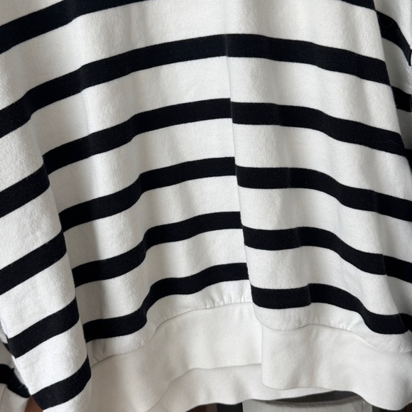 FRAME mock neck sweater balloon sleeve sweatshirt striped ribbed french terry - Picture 9 of 13